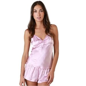 NWOT Zinke Design Goodnight Lovely Cami & Short 100% Silk Pink